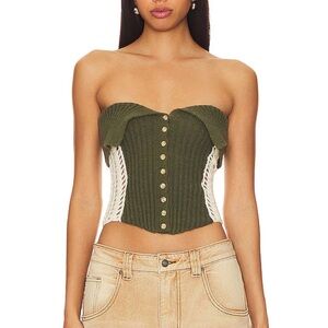 Strapless Knit Corset Crop Top